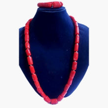 Load image into Gallery viewer, Dudo Jewelry African Men Coral Beads Jewelry Sets For Nigerian Weddings Genuine Coral Necklace Set Bracelet 2 Pics Free Ship