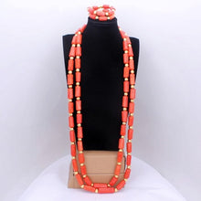 Load image into Gallery viewer, Dudo Jewelry African Men Coral Beads Jewelry Sets For Nigerian Weddings Genuine Coral Necklace Set Bracelet 2 Pics Free Ship