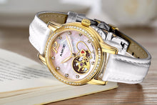 Load image into Gallery viewer, Mige 2018 New Real Mechanical Ladies Watch Fashion White Red Leather Female Clock Waterproof Skeleton Automatic Woman Watches