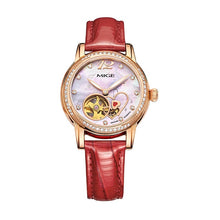 Load image into Gallery viewer, Mige 2018 New Real Mechanical Ladies Watch Fashion White Red Leather Female Clock Waterproof Skeleton Automatic Woman Watches