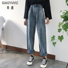 Load image into Gallery viewer, Woman Jeans Bleached Casual Boyfriend Denim Wide Leg Pants Oversize High Waist Jean