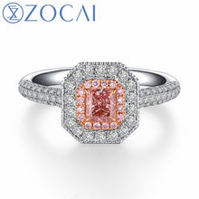 Load image into Gallery viewer, ZOCAI Brand Wedding Ring real natural GIA certificated main stone 0.36 CT FANCY PINK / SI1 18k white gold (AU750)engagement ring