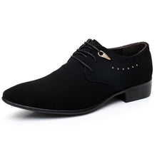 Load image into Gallery viewer, VIVODSICCO Men Oxfords Shoes Pointed Toe Suede Leather Lace-Up Men Dress Shoes Flats Black Fashion Nubuck Leather Wedding Shoe