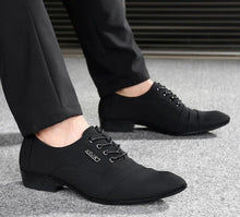 Load image into Gallery viewer, VIVODSICCO Men Oxfords Shoes Pointed Toe Suede Leather Lace-Up Men Dress Shoes Flats Black Fashion Nubuck Leather Wedding Shoe