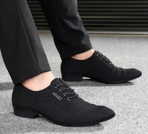 VIVODSICCO Men Oxfords Shoes Pointed Toe Suede Leather Lace-Up Men Dress Shoes Flats Black Fashion Nubuck Leather Wedding Shoe