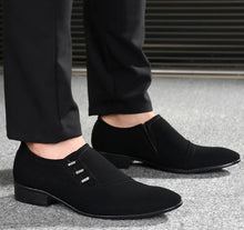 Load image into Gallery viewer, VIVODSICCO Men Oxfords Shoes Pointed Toe Suede Leather Lace-Up Men Dress Shoes Flats Black Fashion Nubuck Leather Wedding Shoe