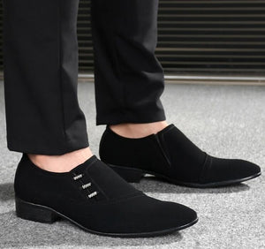 VIVODSICCO Men Oxfords Shoes Pointed Toe Suede Leather Lace-Up Men Dress Shoes Flats Black Fashion Nubuck Leather Wedding Shoe