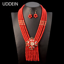 Load image into Gallery viewer, Nigerian Wedding Jewelry Sets Indian Bride Accessories Crystal Flower Choker Necklace African Beads Jewelry Set