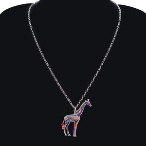 Enamel Alloy Floral African Jungle Giraffe Earrings Necklace Jewelry Sets For Women Girls Teens Gift Wild Animal Charms