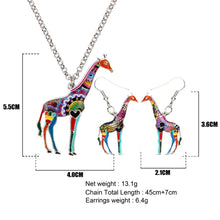 Load image into Gallery viewer, Enamel Alloy Floral African Jungle Giraffe Earrings Necklace Jewelry Sets For Women Girls Teens Gift Wild Animal Charms