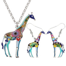 Load image into Gallery viewer, Enamel Alloy Floral African Jungle Giraffe Earrings Necklace Jewelry Sets For Women Girls Teens Gift Wild Animal Charms