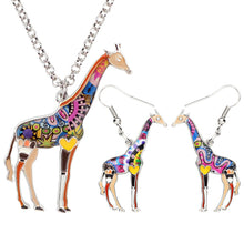 Load image into Gallery viewer, Enamel Alloy Floral African Jungle Giraffe Earrings Necklace Jewelry Sets For Women Girls Teens Gift Wild Animal Charms