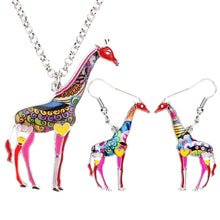 Load image into Gallery viewer, Enamel Alloy Floral African Jungle Giraffe Earrings Necklace Jewelry Sets For Women Girls Teens Gift Wild Animal Charms