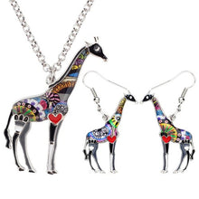 Load image into Gallery viewer, Enamel Alloy Floral African Jungle Giraffe Earrings Necklace Jewelry Sets For Women Girls Teens Gift Wild Animal Charms