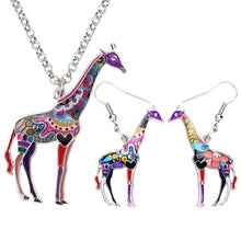 Load image into Gallery viewer, Enamel Alloy Floral African Jungle Giraffe Earrings Necklace Jewelry Sets For Women Girls Teens Gift Wild Animal Charms