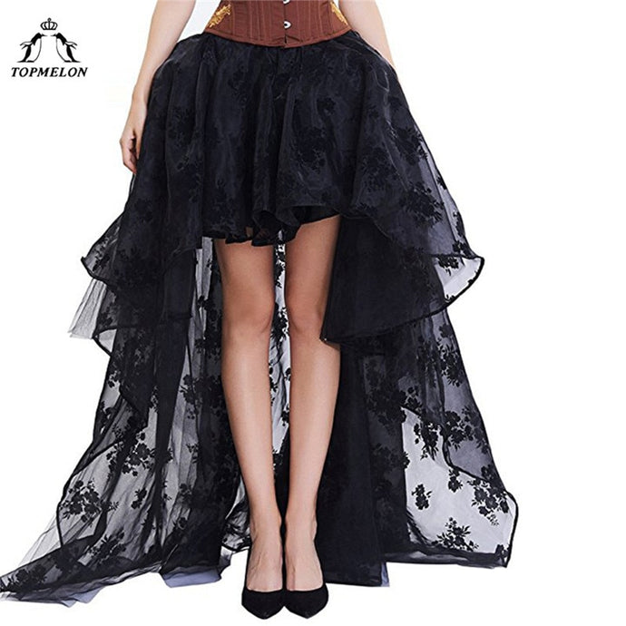 Women's Skirt Female Gothic Tulle Skirt Maxi Lace Floral Ball Gown Shows Dance Party Corset Skirts