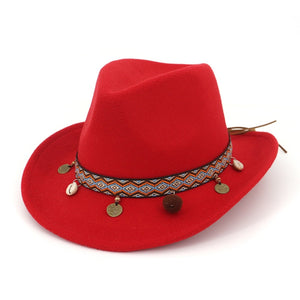 Fashion Wide Brim Panama Cowboy Cowgirl Hat Felt Fedora Trilby Hats with Ribbon Band Jazz Formal Top Hat Chapeau for Men Women