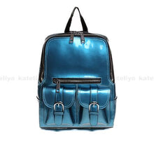 Load image into Gallery viewer, Casual outdoor patent leather backpack large capacity waterproof school bag