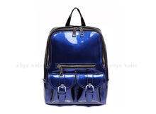 Load image into Gallery viewer, Casual outdoor patent leather backpack large capacity waterproof school bag