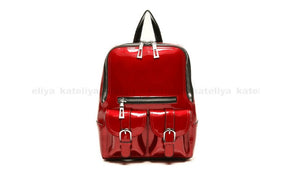 Casual outdoor patent leather backpack large capacity waterproof school bag