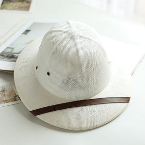 Novelty Toquilla Straw Helmet Pith Sun Hats for Men Vietnam War Army Hat Dad Boater Bucket Hats Safari Jungle Miners Cap  B-8268