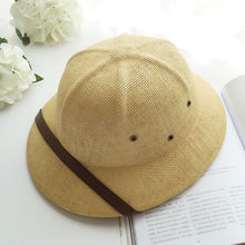 Load image into Gallery viewer, Novelty Toquilla Straw Helmet Pith Sun Hats for Men Vietnam War Army Hat Dad Boater Bucket Hats Safari Jungle Miners Cap  B-8268