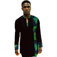 Load image into Gallery viewer, African Print Shirt Mens Dashiki Shirts Ankara Top Black &amp; Multi Coloured African Mens Clothing Africa Designed Men&#39;s Outfit