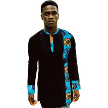 Load image into Gallery viewer, African Print Shirt Mens Dashiki Shirts Ankara Top Black &amp; Multi Coloured African Mens Clothing Africa Designed Men&#39;s Outfit