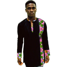 Load image into Gallery viewer, African Print Shirt Mens Dashiki Shirts Ankara Top Black &amp; Multi Coloured African Mens Clothing Africa Designed Men&#39;s Outfit