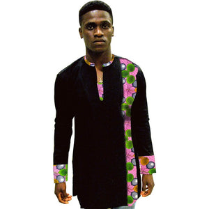 African Print Shirt Mens Dashiki Shirts Ankara Top Black & Multi Coloured African Mens Clothing Africa Designed Men's Outfit