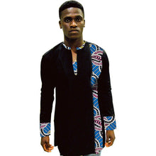 Load image into Gallery viewer, African Print Shirt Mens Dashiki Shirts Ankara Top Black &amp; Multi Coloured African Mens Clothing Africa Designed Men&#39;s Outfit