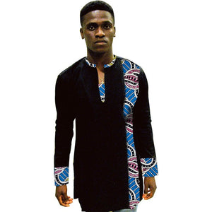 African Print Shirt Mens Dashiki Shirts Ankara Top Black & Multi Coloured African Mens Clothing Africa Designed Men's Outfit