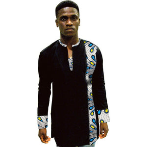 African Print Shirt Mens Dashiki Shirts Ankara Top Black & Multi Coloured African Mens Clothing Africa Designed Men's Outfit