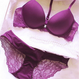 Women Bra Push Up Lolita Lingerie Underwear Sets Plus Size Women Underwire Seamless Bra and Panty Set Purple White Red Bras