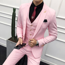 Load image into Gallery viewer, Men Brand New Slim Fit Business Formal Wear Tuxedo High Quality Wedding Dress Mens Suits Casual Costume Homme 2XL Pink