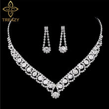 Load image into Gallery viewer, Women Crystal Bridal Jewelry Sets Fashion Rhinestone Choker Necklace Earrings African Wedding Jewelry Sets