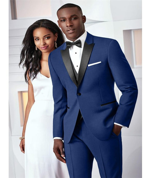 New Fashion Dark Blue Wedding Suits 2 Pieces Mens Suits Slim Fit (Jacket+Pants+Tie) Groom Tuxedos Groom Suits Business Suits