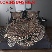 Load image into Gallery viewer, Bedding Outlet Turtles Bedding Set Duvet Animal Golden Tortoise Bed Cover Set King Sizes Flowers Lotus Home Textiles 3pcs Luxury