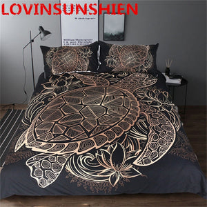 Bedding Outlet Turtles Bedding Set Duvet Animal Golden Tortoise Bed Cover Set King Sizes Flowers Lotus Home Textiles 3pcs Luxury