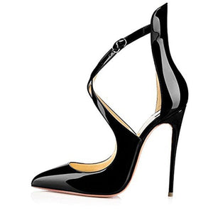 Women's Pumps Pointed Toe Sandals Cross Strap Thin High Heels Summer Stilettos Plus Size Toe Cross-tied Buckle Wedding Shoes