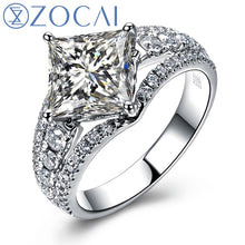 Load image into Gallery viewer, ZOCAI Side Stone Split Shank Real 1.6 CT Natural F-G / VS Princess Cut Diamond Engagement Ring 18K White Gold W03761