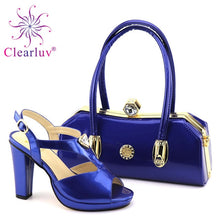 Load image into Gallery viewer, Italian Slip On Shoes and Bag Set Decorated with Rhinestone for Women Beautiful