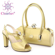 Load image into Gallery viewer, Italian Slip On Shoes and Bag Set Decorated with Rhinestone for Women Beautiful