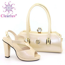 Load image into Gallery viewer, Italian Slip On Shoes and Bag Set Decorated with Rhinestone for Women Beautiful