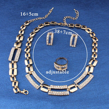 Load image into Gallery viewer, Jiayijiaduo African Bridal Jewelry Sets for Women Classic 4ps Necklace Earrings Ring Bracelet Gold Color Wedding Banquet Box