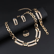 Load image into Gallery viewer, Jiayijiaduo African Bridal Jewelry Sets for Women Classic 4ps Necklace Earrings Ring Bracelet Gold Color Wedding Banquet Box