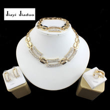 Load image into Gallery viewer, African Bridal Jewelry Sets for Women Classic 4ps Necklace Earrings Ring Bracelet Gold Color Wedding Banquet Box