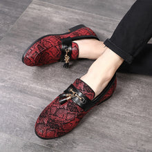 Load image into Gallery viewer, Man Tassel Snakeskin Pattern Formal Shoes Male Casual Leather Shoes Slip-on Nightclub Party Shoes 2020 New