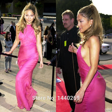 Load image into Gallery viewer, Fashion Chiffon Rose Red Sexy Long Celebrity Dresses Backless Beach Gowns Custom Made