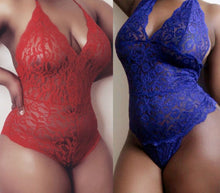 Load image into Gallery viewer, Sexy Womens Full Lace Lingerie Bodysuit Strappy Plunge V Neck Bodycon Leotard Lace Sling Sleepwear Bodysuit Plus size M-2XL